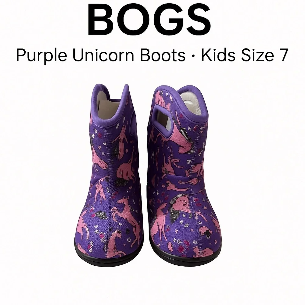 BOGS · Purple Unicorn Waterproof Boots · Kids Size 7